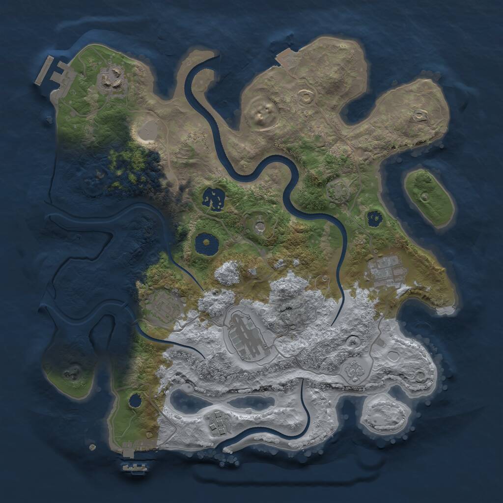 Rust Map: Procedural Map, Size: 3200, Seed: 1968932718, 12 Monuments