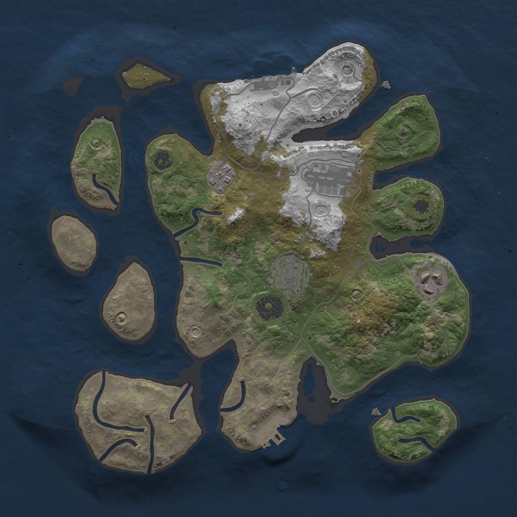 Rust Map: Procedural Map, Size: 3000, Seed: 793858529, 12 Monuments