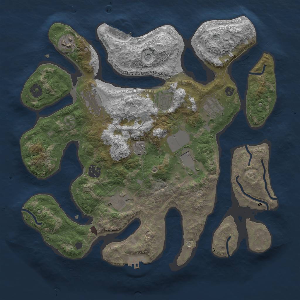 Rust Map: Procedural Map, Size: 3500, Seed: 606575, 19 Monuments