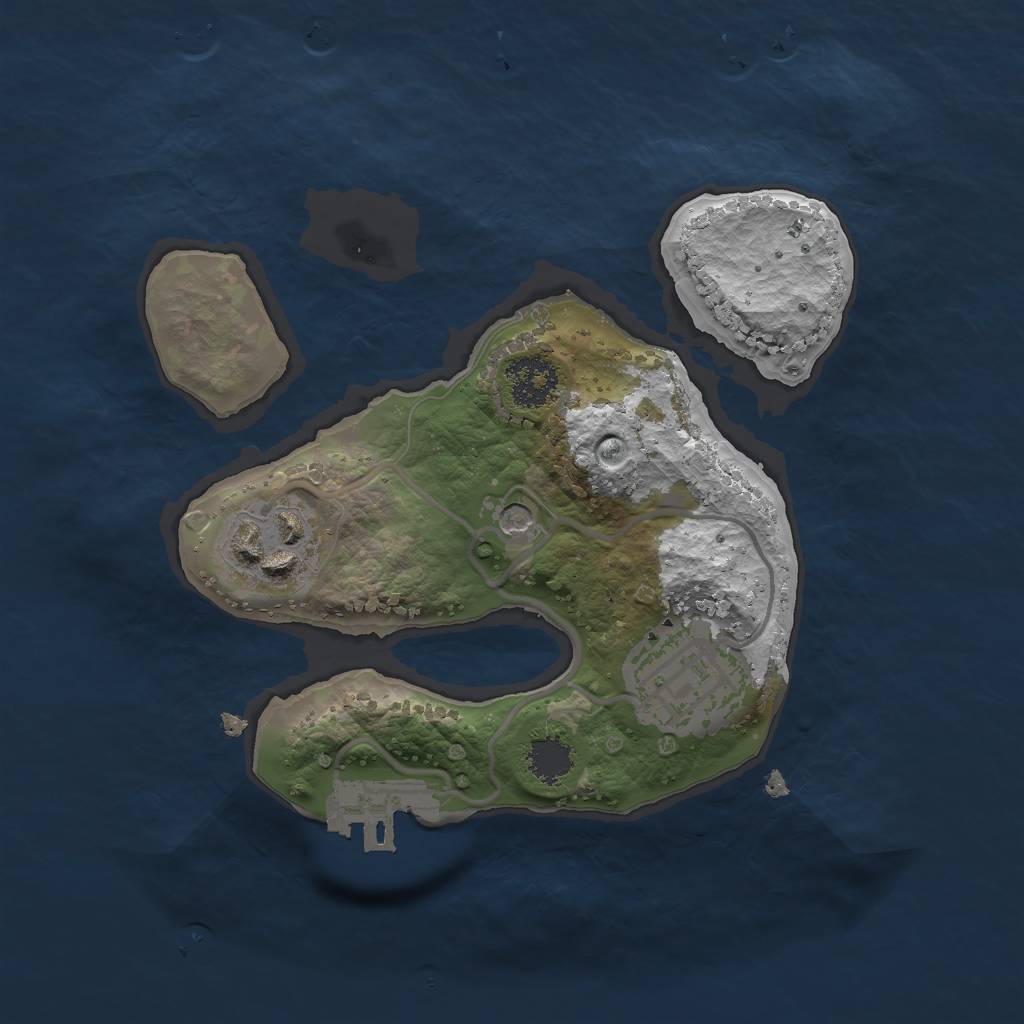 Rust Map: Procedural Map, Size: 2000, Seed: 1373240243, 6 Monuments