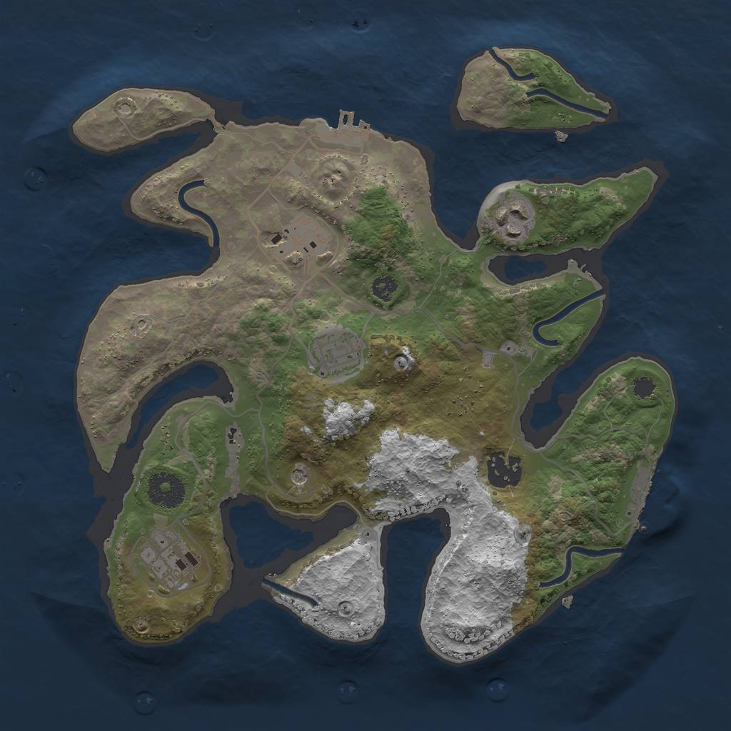 Rust Map: Procedural Map, Size: 3000, Seed: 1540690614, 10 Monuments