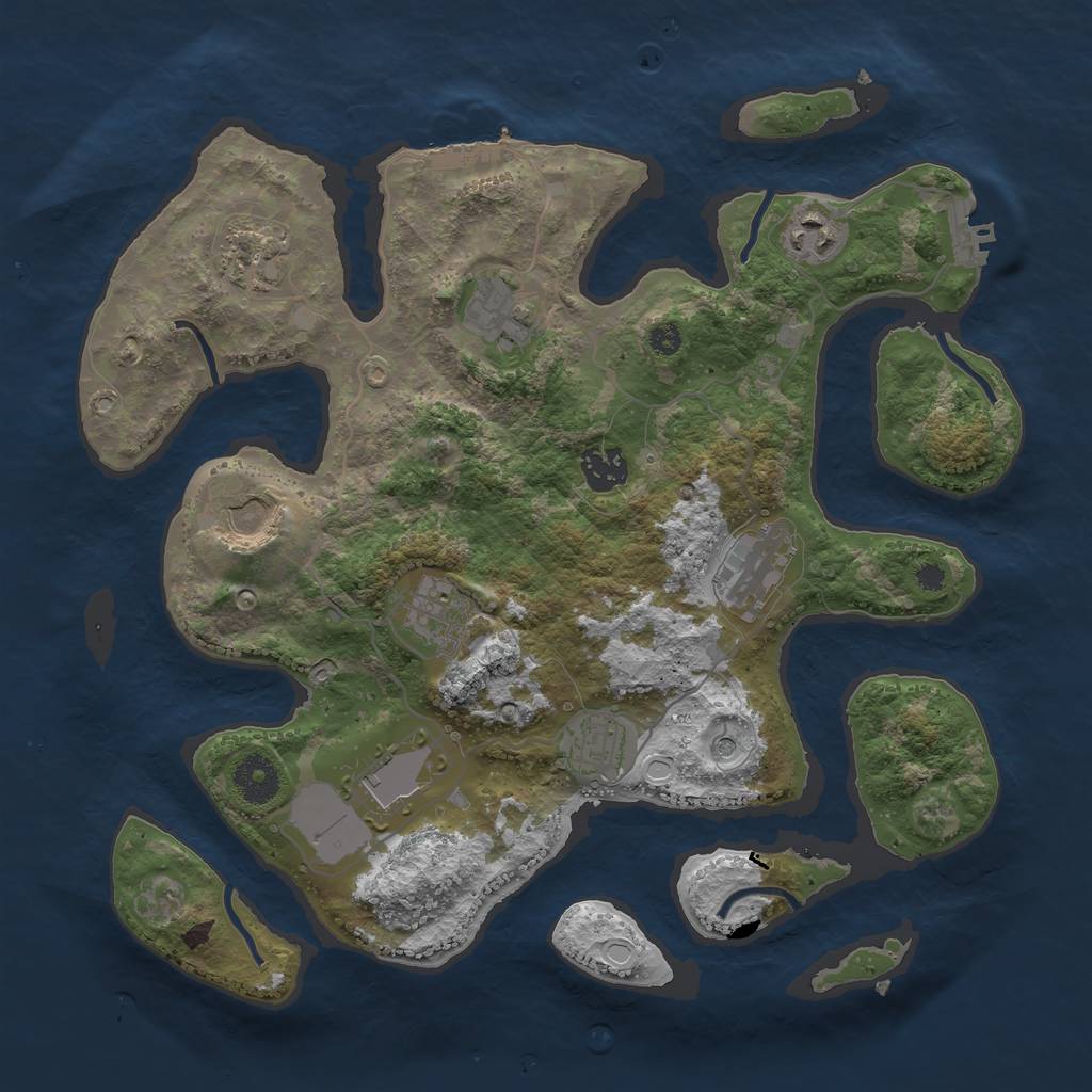 Rust Map: Procedural Map, Size: 3500, Seed: 135012, 17 Monuments