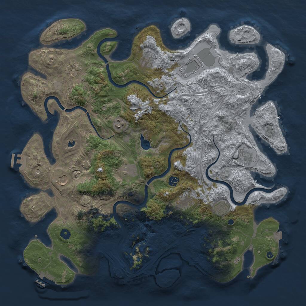 Rust Map: Procedural Map, Size: 4444, Seed: 678, 17 Monuments