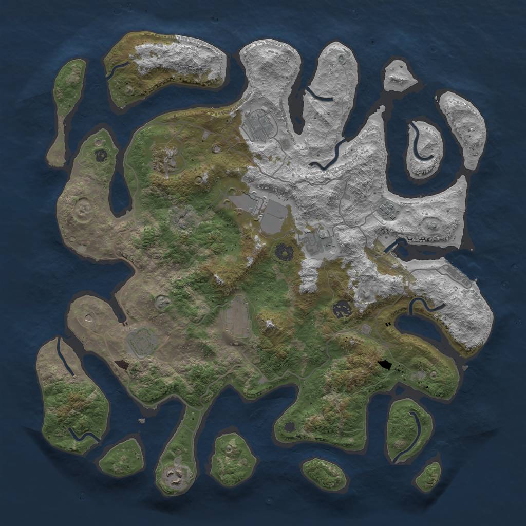 Rust Map: Procedural Map, Size: 4250, Seed: 739988, 13 Monuments