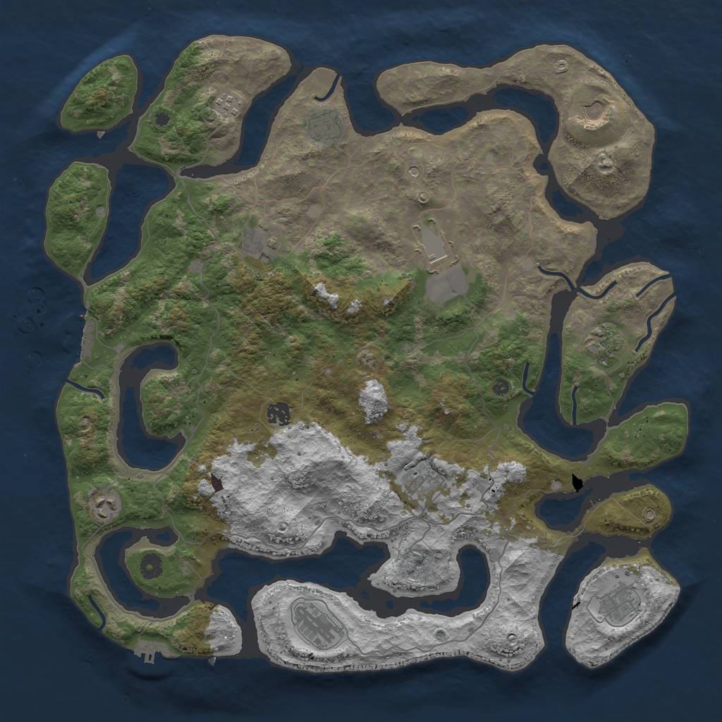 Rust Map: Procedural Map, Size: 4500, Seed: 1378499985, 16 Monuments