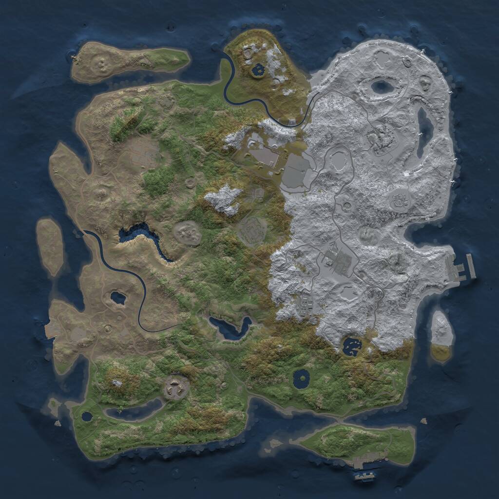 Rust Map: Procedural Map, Size: 4000, Seed: 191279, 14 Monuments