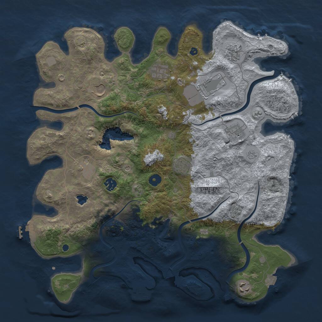Rust Map: Procedural Map, Size: 4000, Seed: 4692728, 16 Monuments