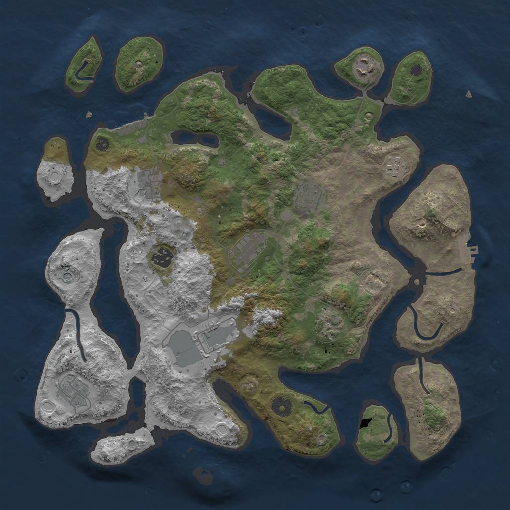 Rust Map: Procedural Map, Size: 3800, Seed: 5444845, 17 Monuments