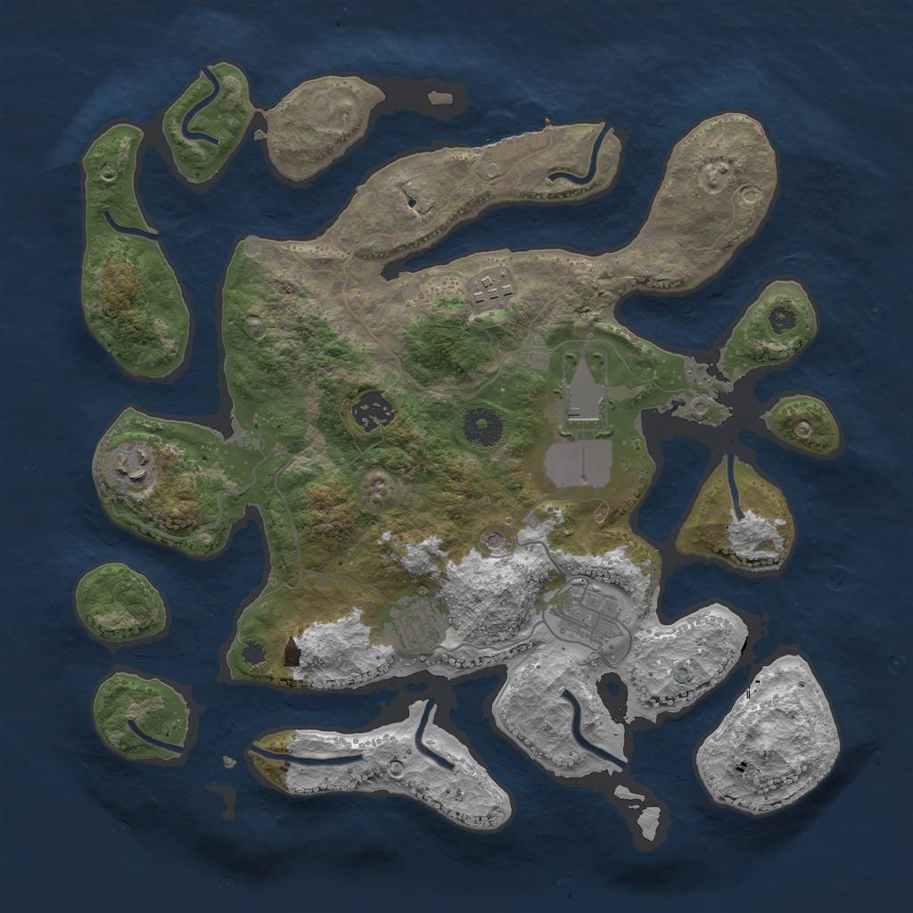 Rust Map: Procedural Map, Size: 3500, Seed: 493365, 10 Monuments