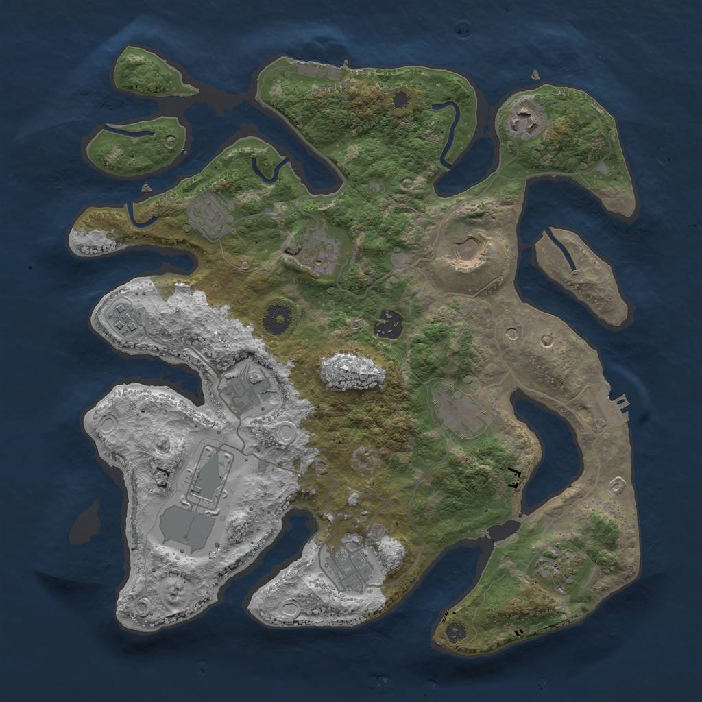 Rust Map: Procedural Map, Size: 3600, Seed: 256847395, 19 Monuments