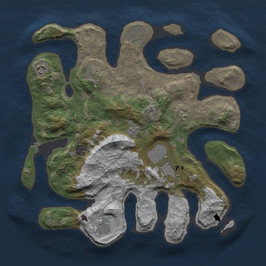 Rust Map: Barren, Size: 3600, Seed: 299440, 11 Monuments