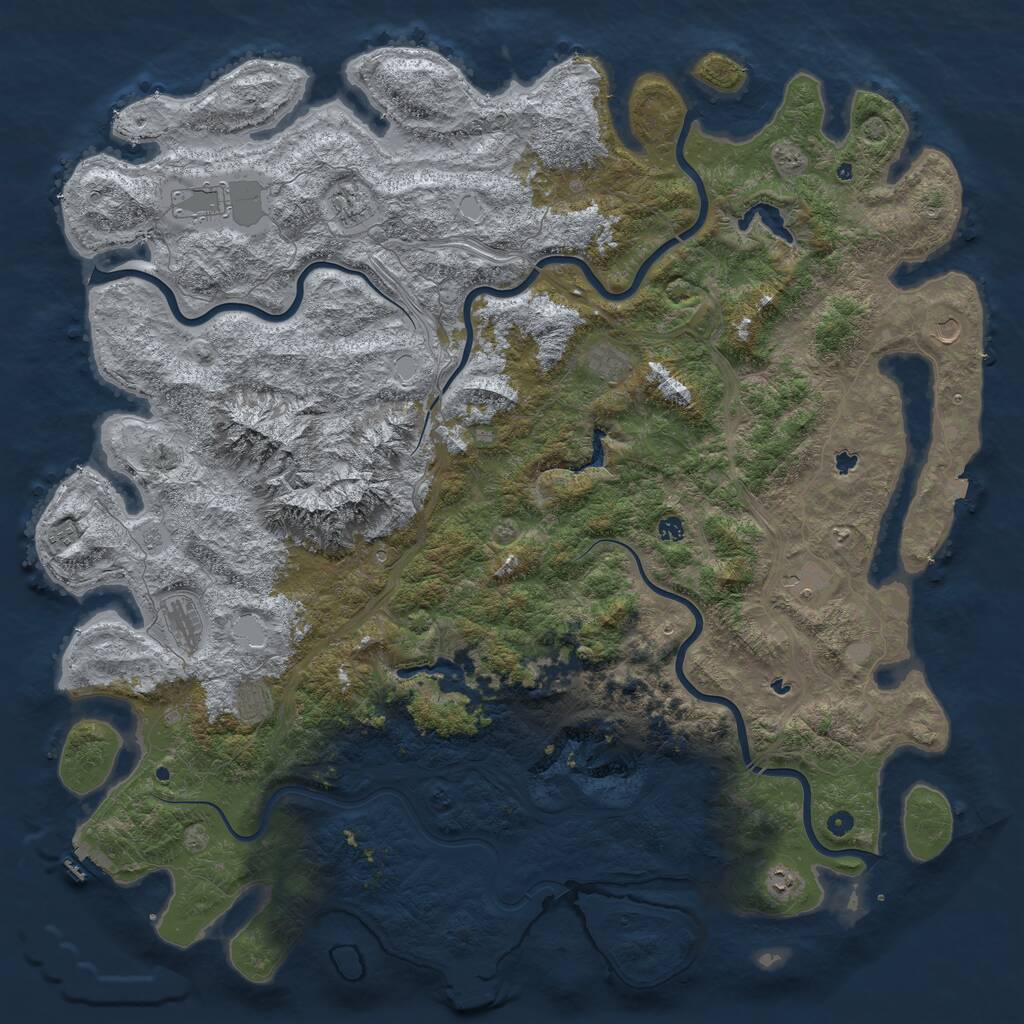 Rust Map: Procedural Map, Size: 6000, Seed: 7305618, 17 Monuments