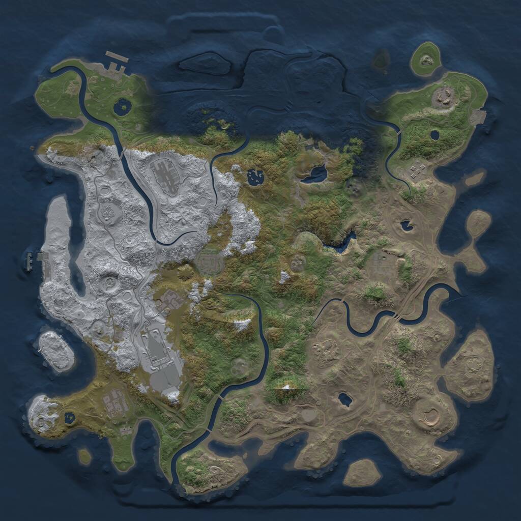 Rust Map: Procedural Map, Size: 4500, Seed: 1017063983, 17 Monuments