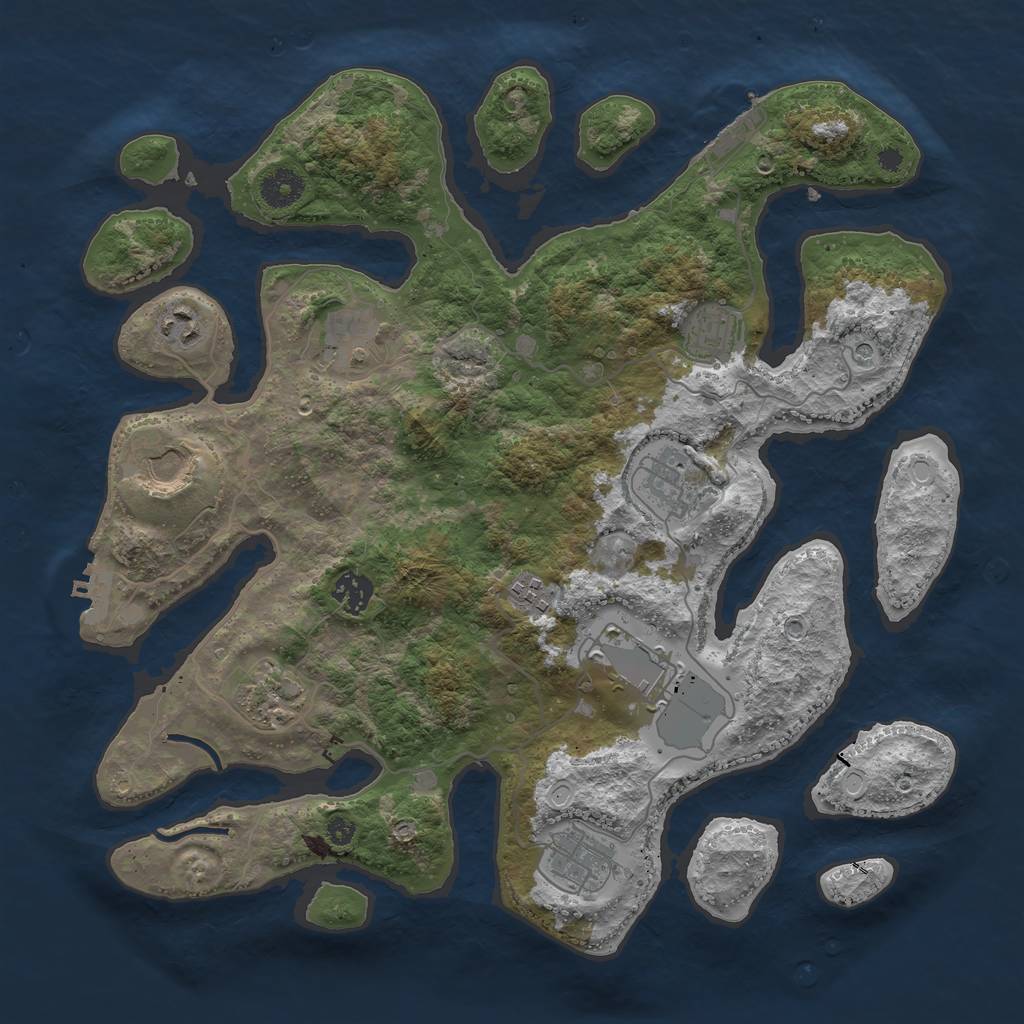 Rust Map: Procedural Map, Size: 3750, Seed: 2033196302, 21 Monuments