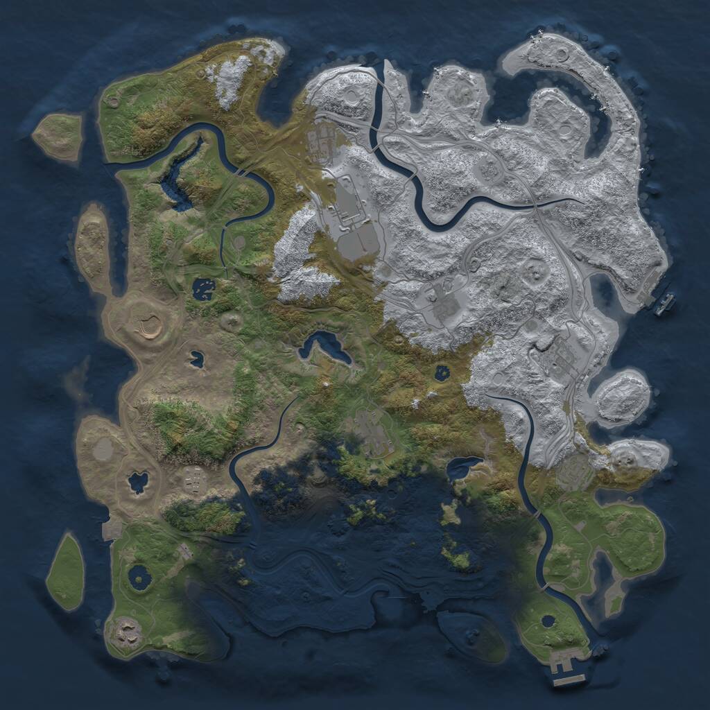 Rust Map: Procedural Map, Size: 4500, Seed: 228259, 16 Monuments