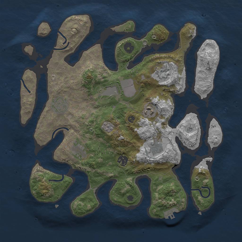 Rust Map: Procedural Map, Size: 3500, Seed: 1405246823, 12 Monuments