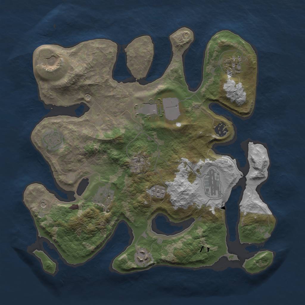 Rust Map: Barren, Size: 3500, Seed: 4, 12 Monuments