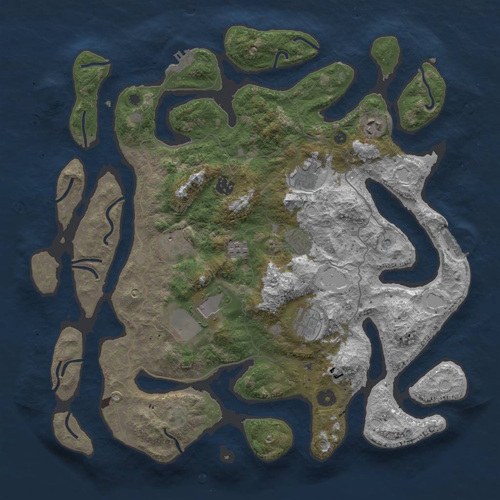 Rust Map: Procedural Map, Size: 4100, Seed: 319294692, 19 Monuments