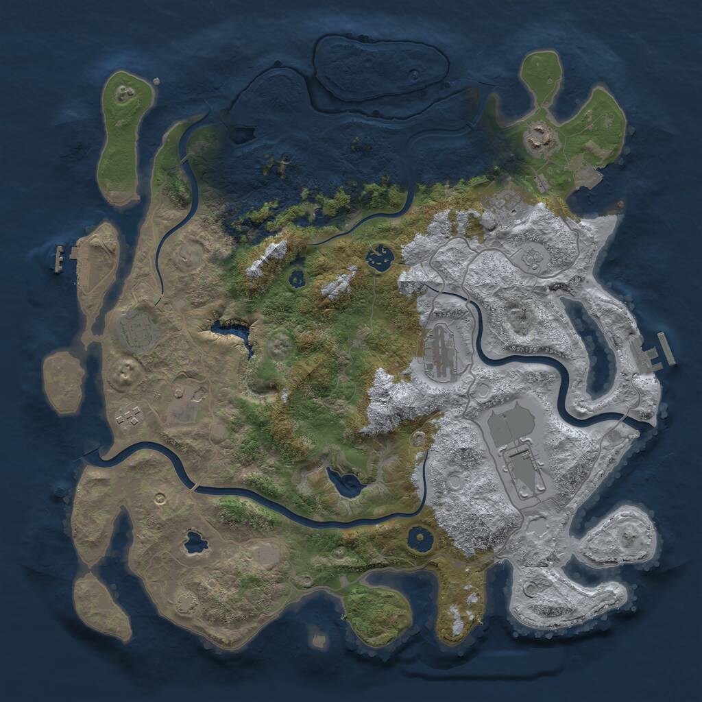 Rust Map: Procedural Map, Size: 4100, Seed: 319294692, 14 Monuments