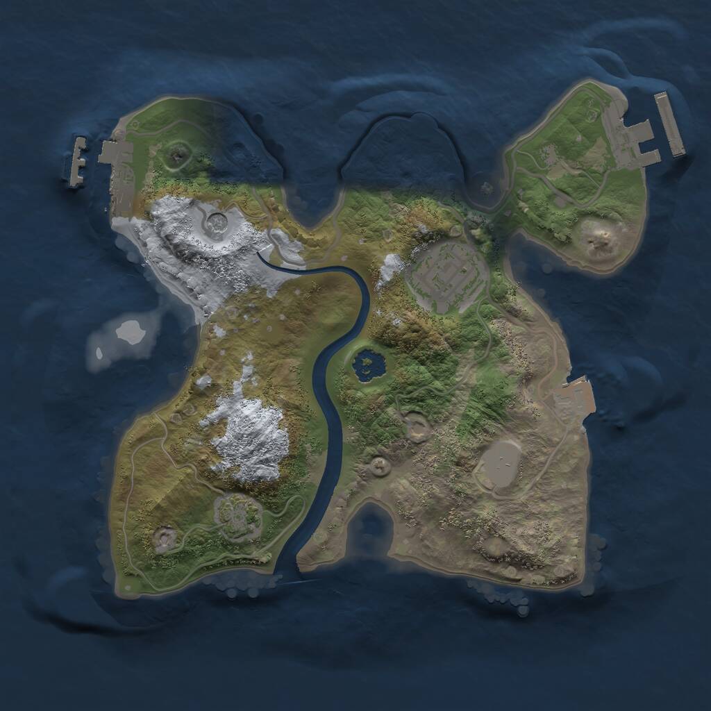 Rust Map: Procedural Map, Size: 2200, Seed: 774055352, 6 Monuments