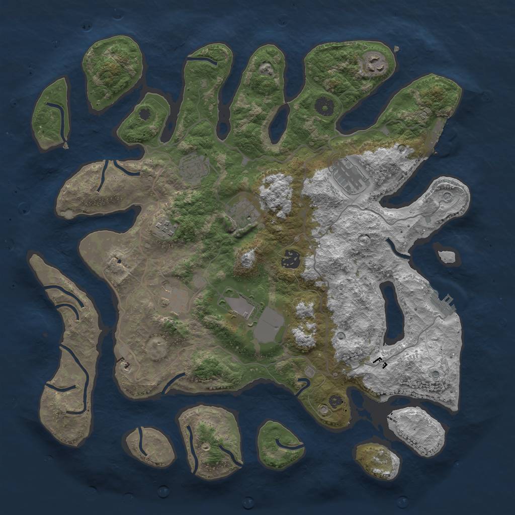 Rust Map: Procedural Map, Size: 4000, Seed: 1698535487, 13 Monuments