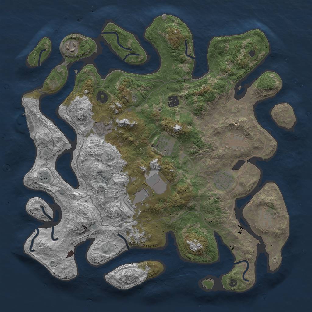 Rust Map: Procedural Map, Size: 4000, Seed: 144651, 13 Monuments