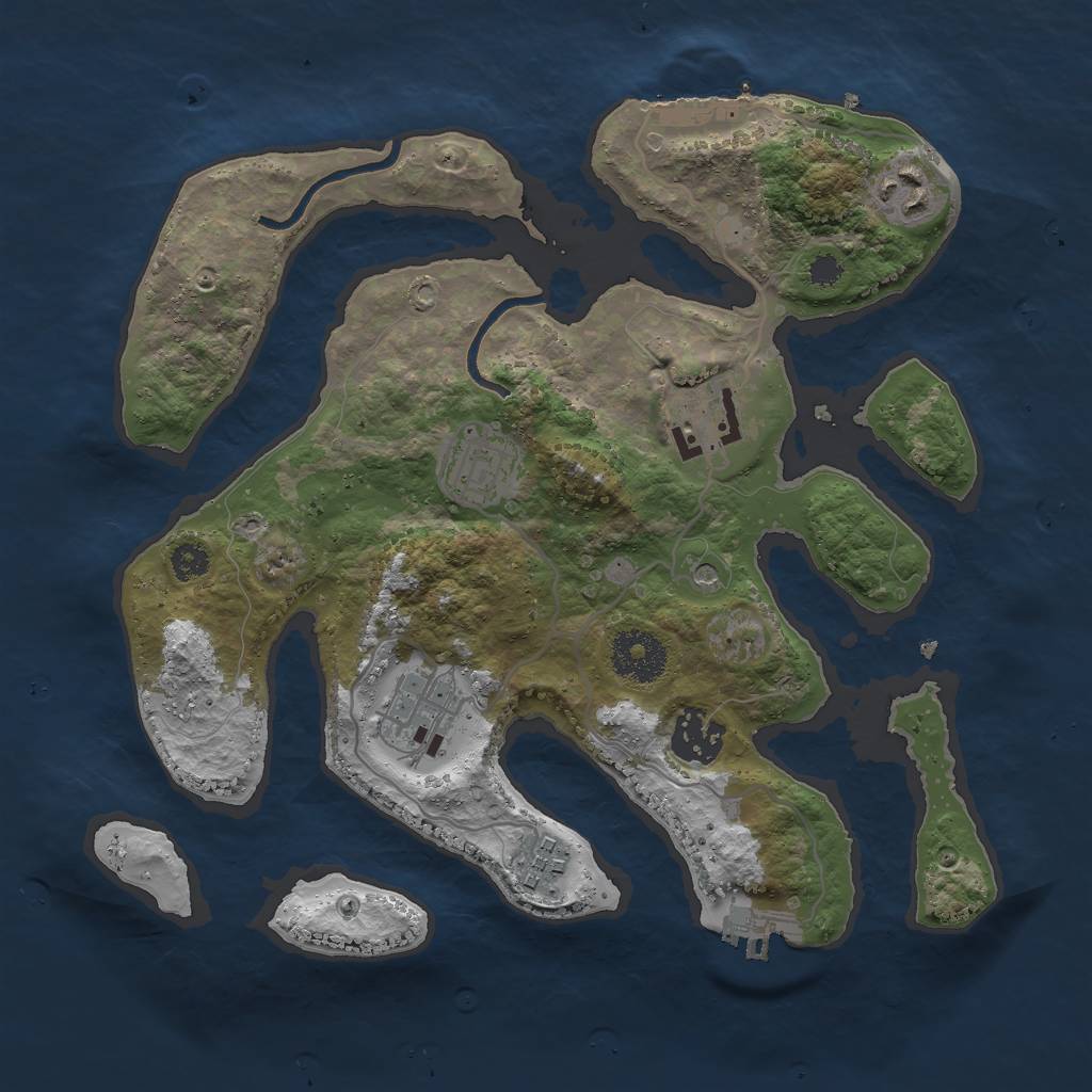 Rust Map: Procedural Map, Size: 3000, Seed: 115435489, 11 Monuments