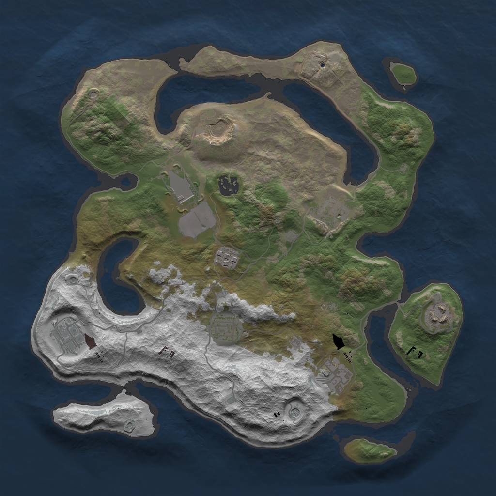 Rust Map: Barren, Size: 3500, Seed: 283988, 12 Monuments