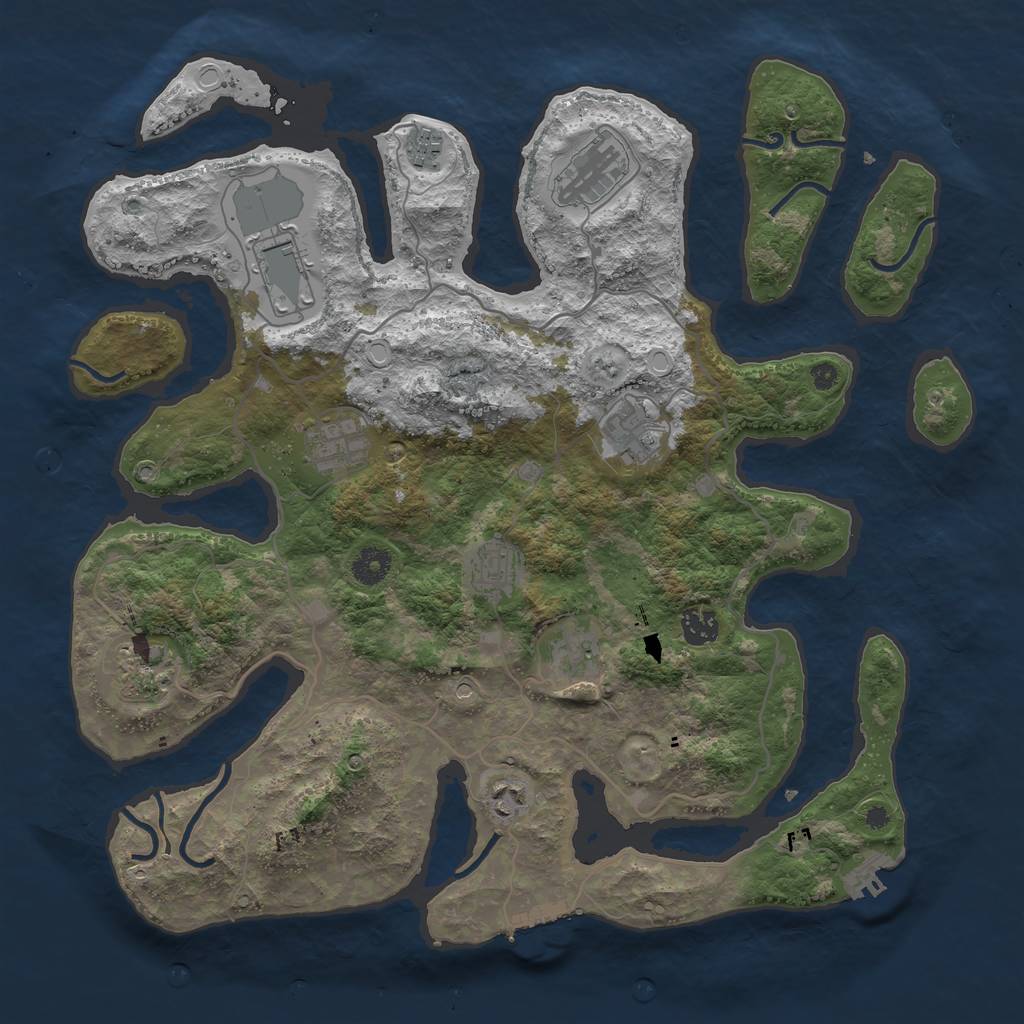 Rust Map: Procedural Map, Size: 4000, Seed: 249115, 18 Monuments