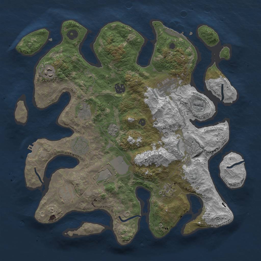 Rust Map: Procedural Map, Size: 3750, Seed: 1191711396, 21 Monuments