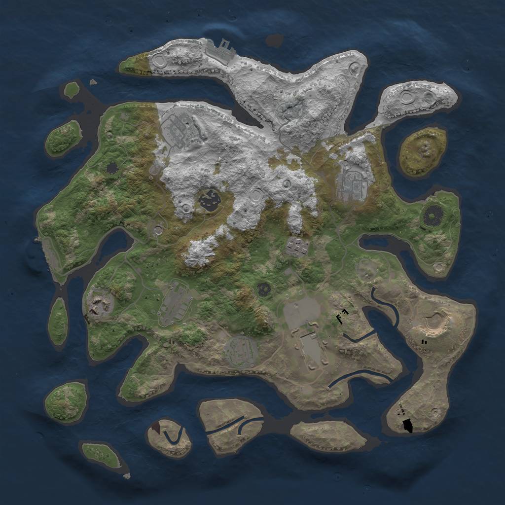 Rust Map: Procedural Map, Size: 3700, Seed: 1364172729, 17 Monuments