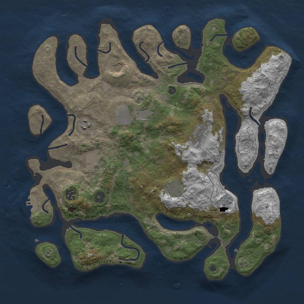 Rust Map: Procedural Map, Size: 4000, Seed: 180169, 12 Monuments