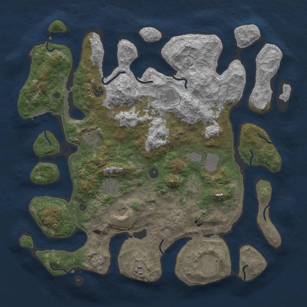 Rust Map: Procedural Map, Size: 4500, Seed: 2124613, 14 Monuments
