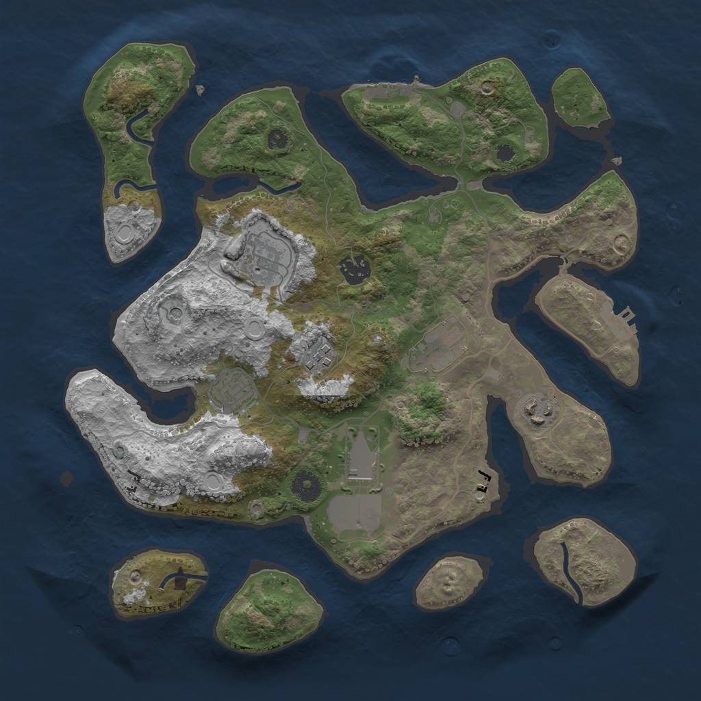 Rust Map: Procedural Map, Size: 3500, Seed: 1846393156, 15 Monuments