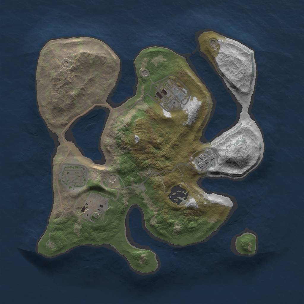 Rust Map: Barren, Size: 2500, Seed: 235751, 8 Monuments