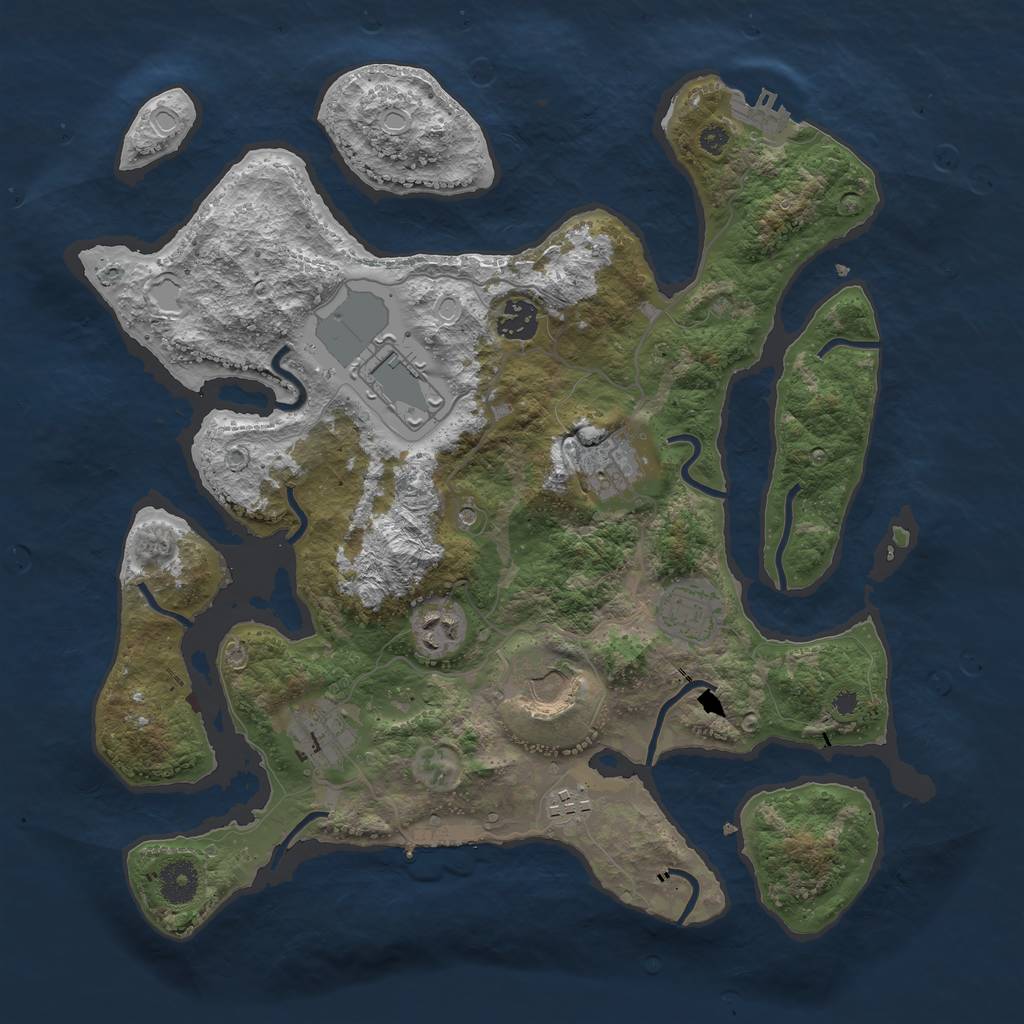 Rust Map: Procedural Map, Size: 3700, Seed: 3312253, 16 Monuments