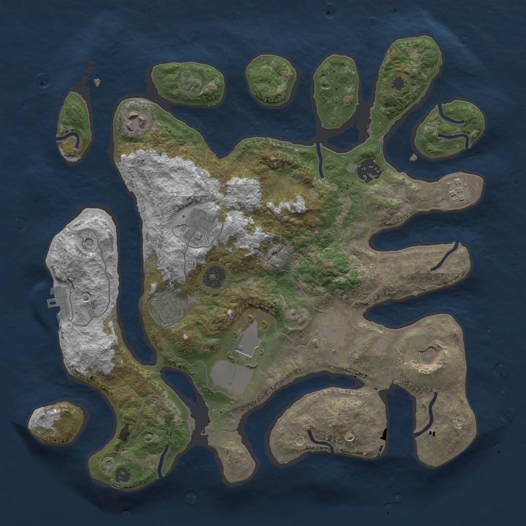 Rust Map: Procedural Map, Size: 3500, Seed: 748118, 12 Monuments