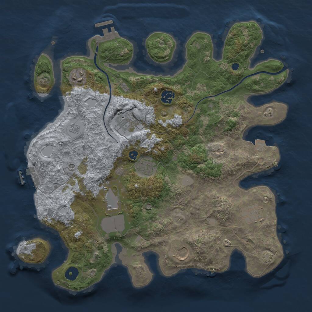 Rust Map: Procedural Map, Size: 3500, Seed: 748118, 13 Monuments