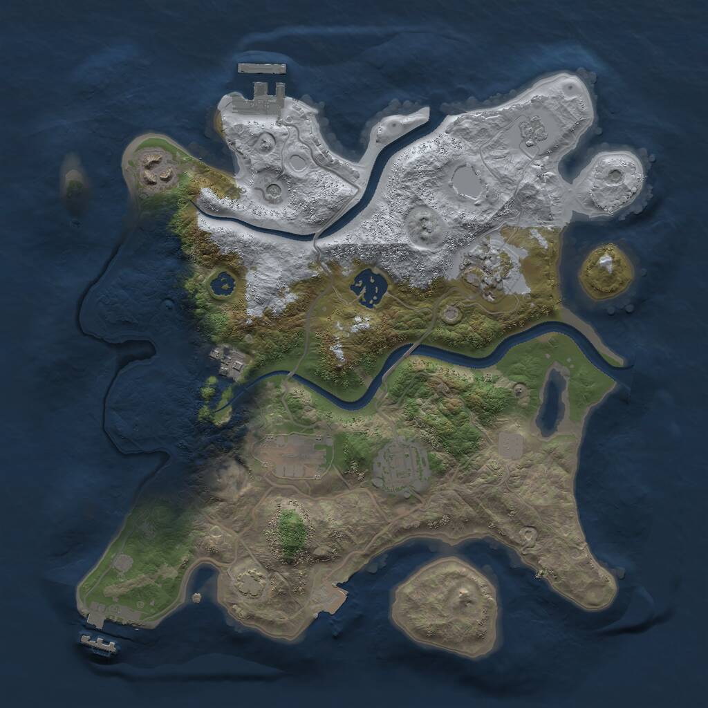 Rust Map: Procedural Map, Size: 3000, Seed: 884784865, 12 Monuments