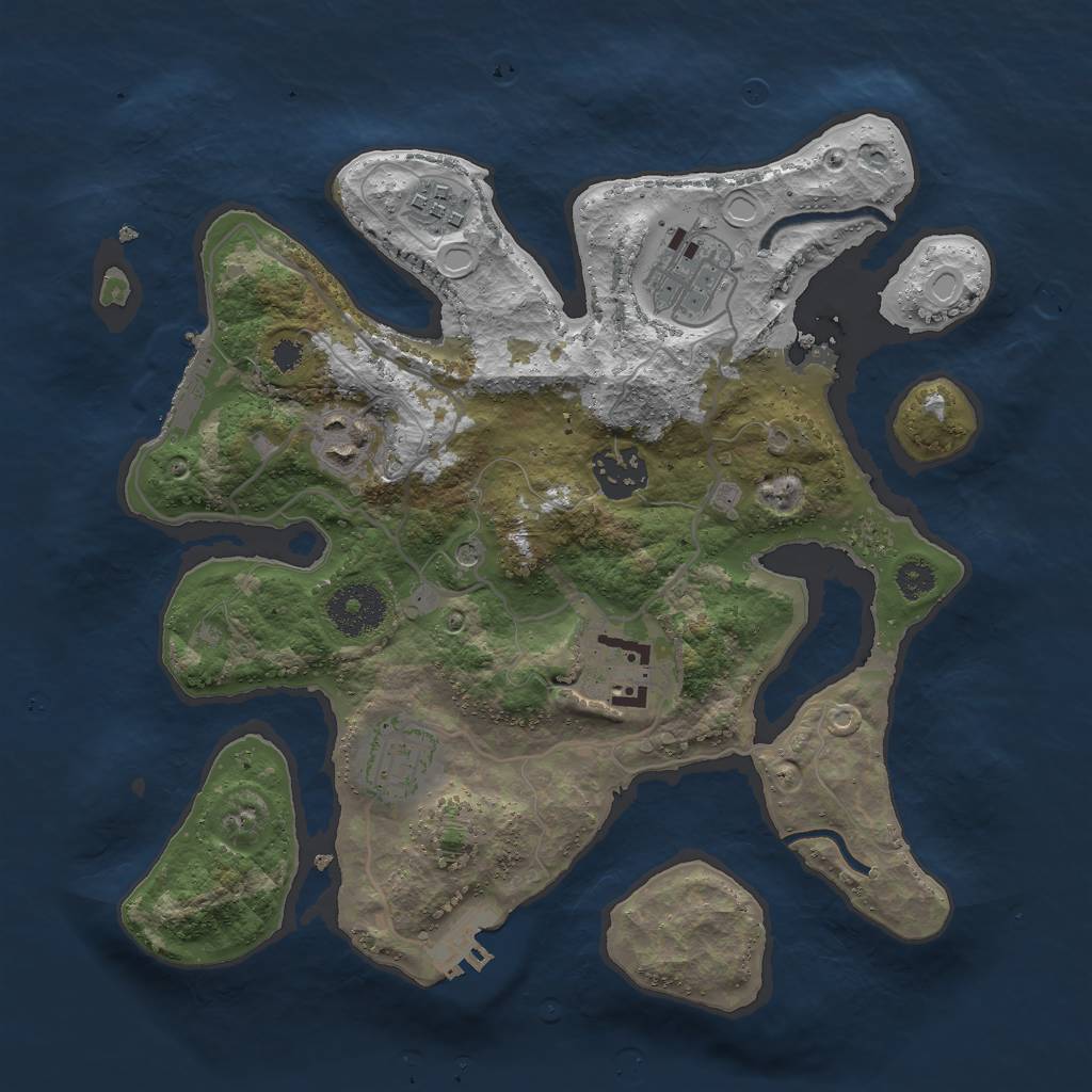 Rust Map: Procedural Map, Size: 3000, Seed: 884784865, 14 Monuments