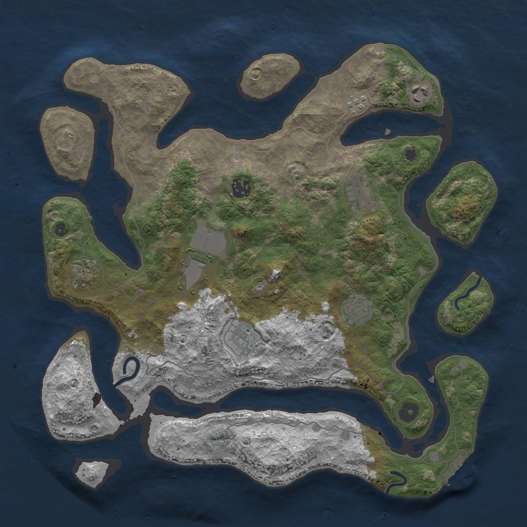 Rust Map: Procedural Map, Size: 4000, Seed: 841473, 12 Monuments