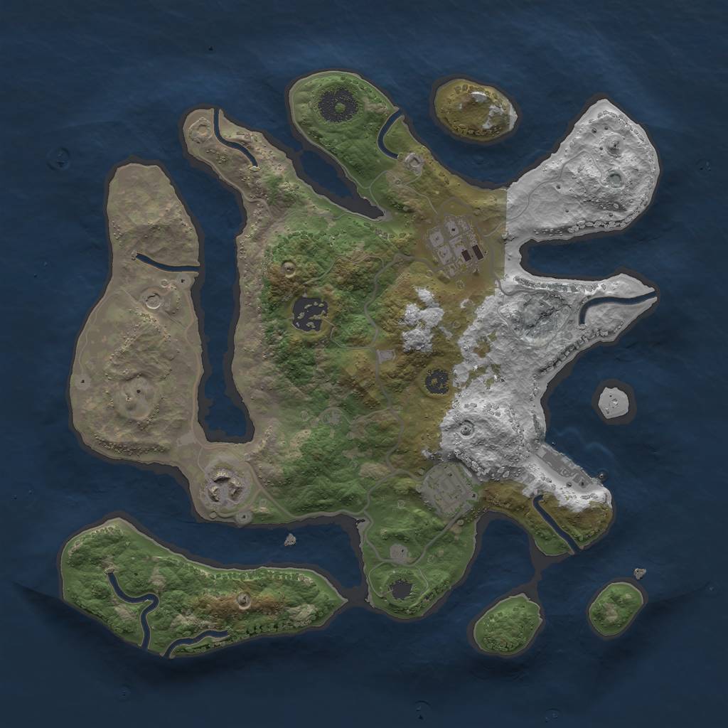 Rust Map: Procedural Map, Size: 3000, Seed: 99015777, 8 Monuments