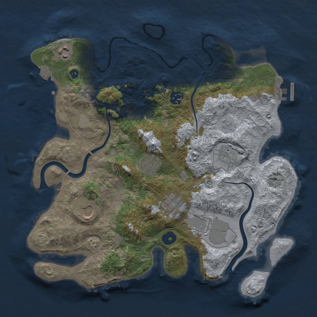 Rust Map: Procedural Map, Size: 3500, Seed: 84728285, 13 Monuments