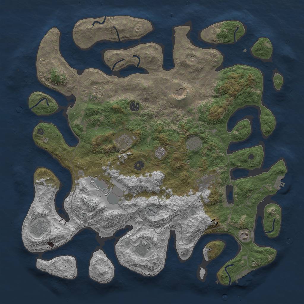 Rust Map: Procedural Map, Size: 4600, Seed: 745781, 16 Monuments