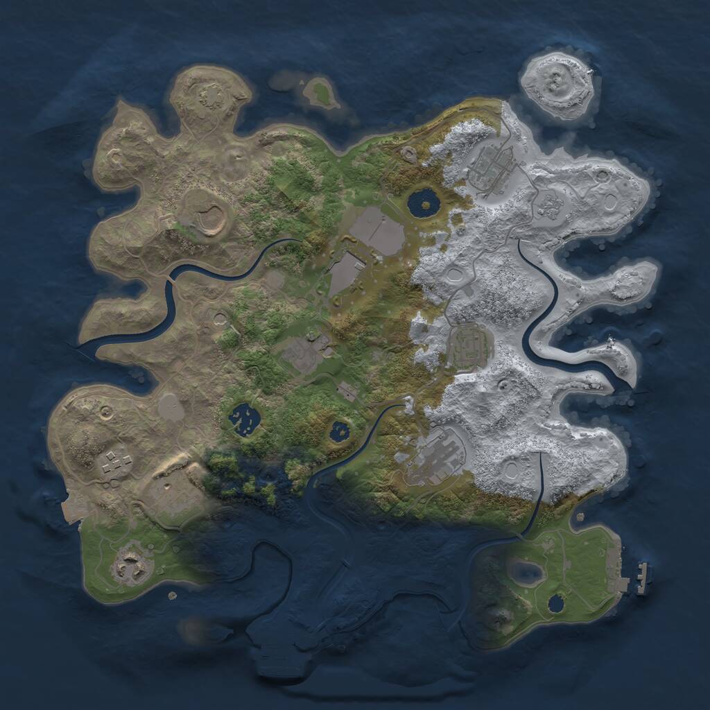 Rust Map: Procedural Map, Size: 3500, Seed: 585809, 16 Monuments