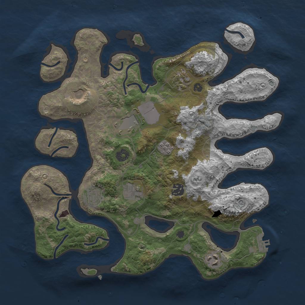 Rust Map: Procedural Map, Size: 3500, Seed: 585809, 12 Monuments