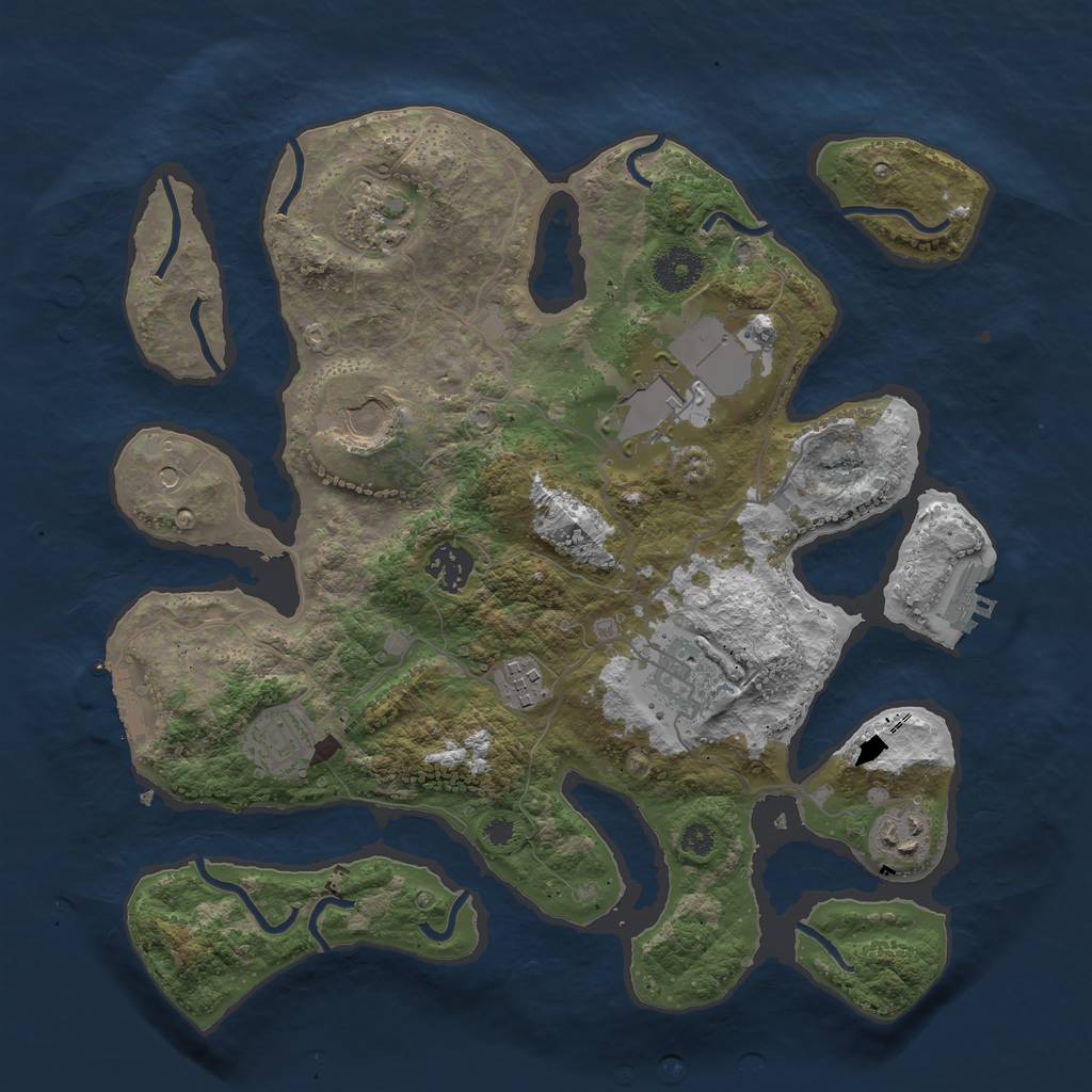 Rust Map: Procedural Map, Size: 3500, Seed: 699457, 13 Monuments