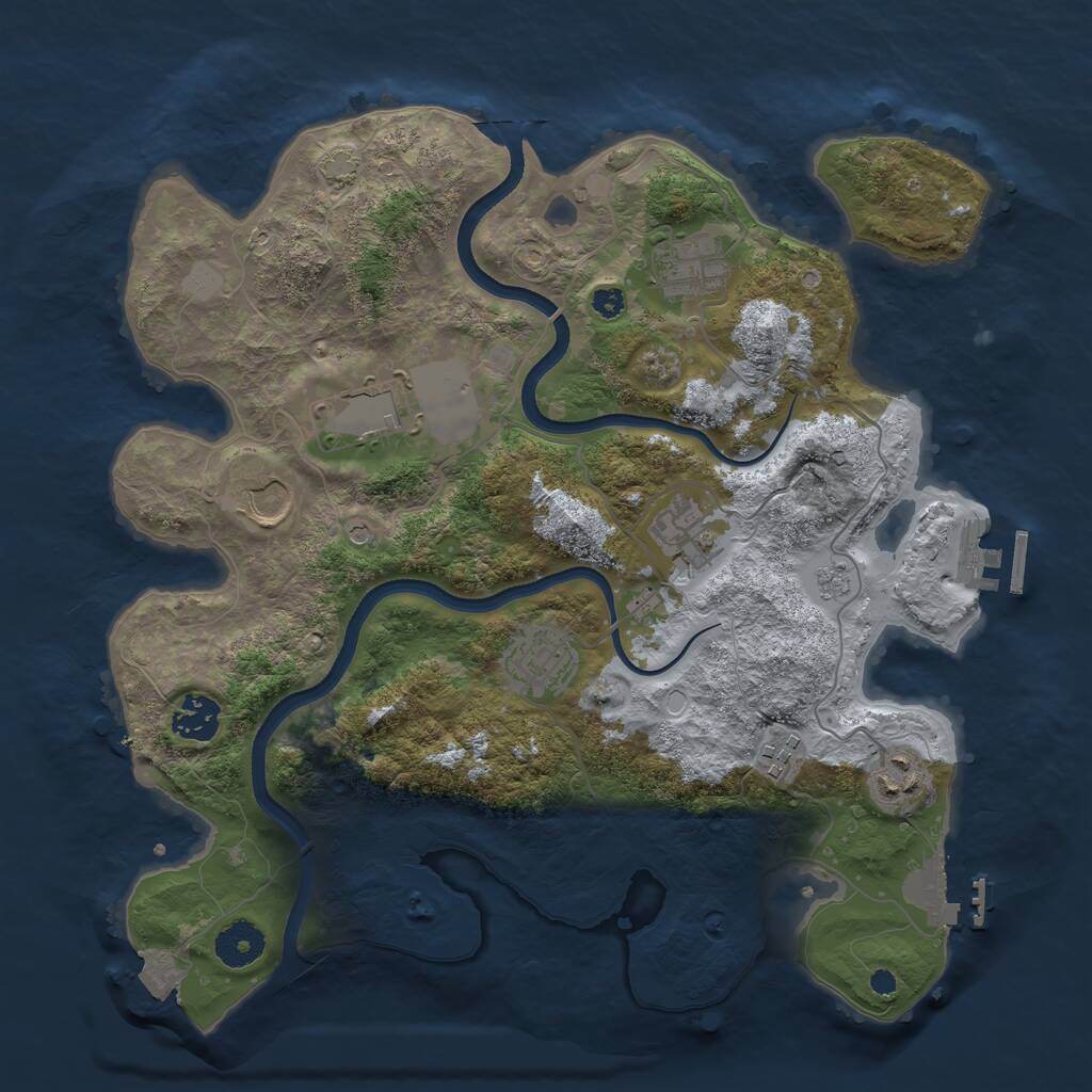 Rust Map: Procedural Map, Size: 3500, Seed: 699457, 14 Monuments
