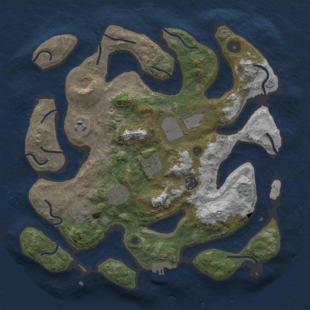 Rust Map: Procedural Map, Size: 3500, Seed: 1511913951, 11 Monuments