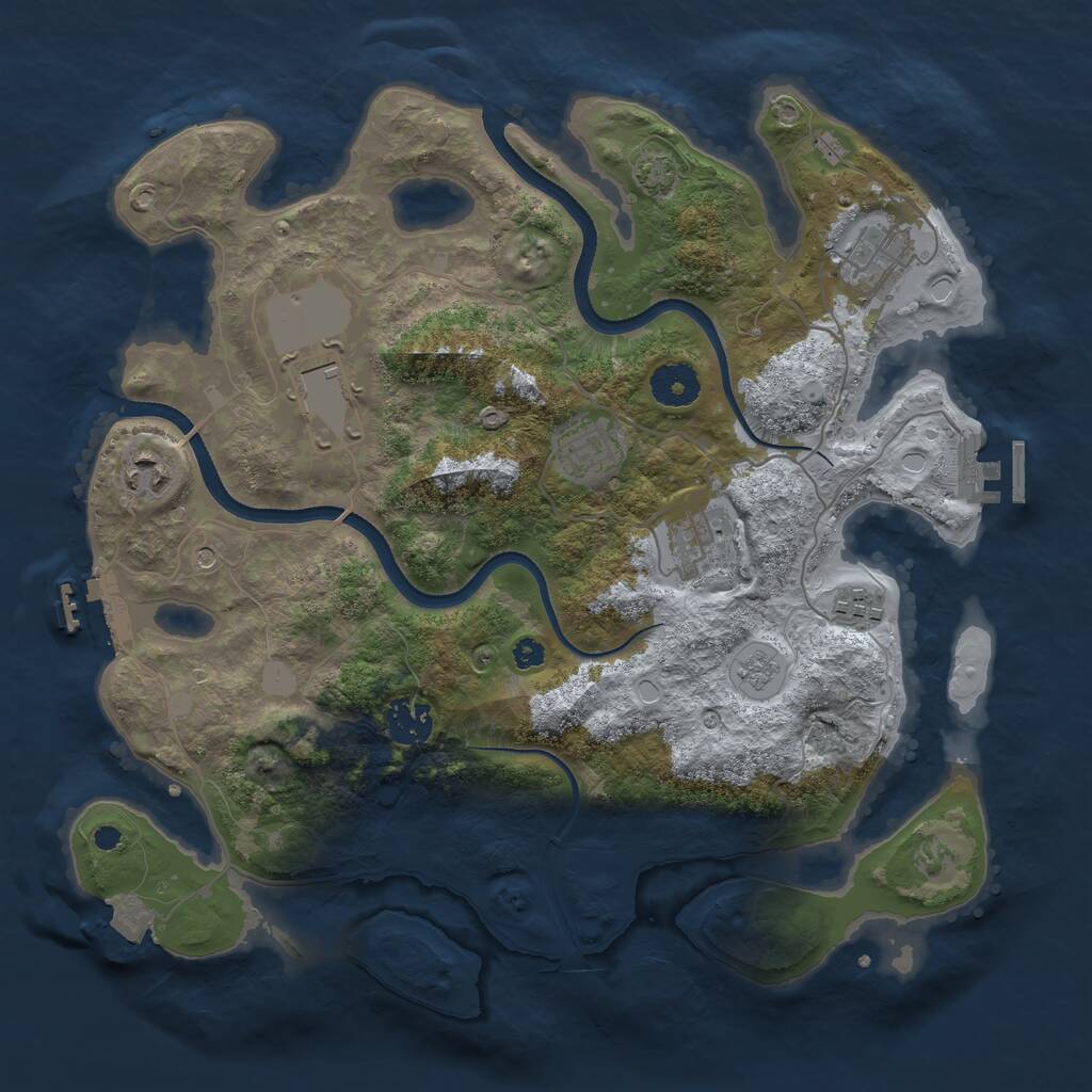 Rust Map: Procedural Map, Size: 3500, Seed: 1511913951, 13 Monuments